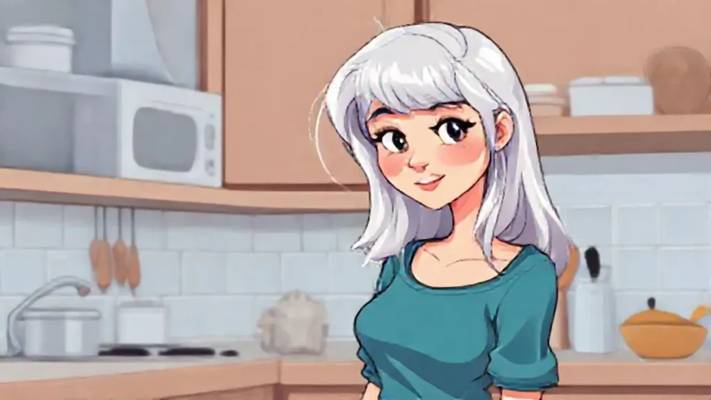 Mujer canosa en cocina