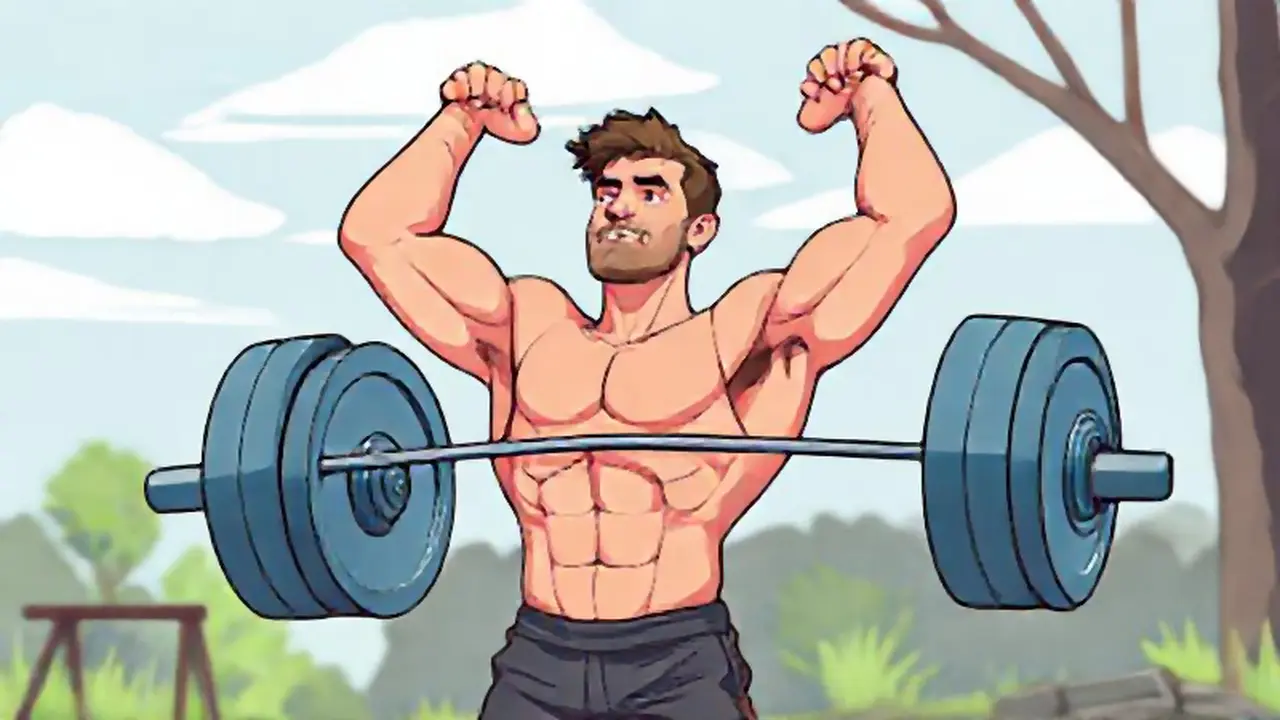 Hombre levanta pesas al aire libre