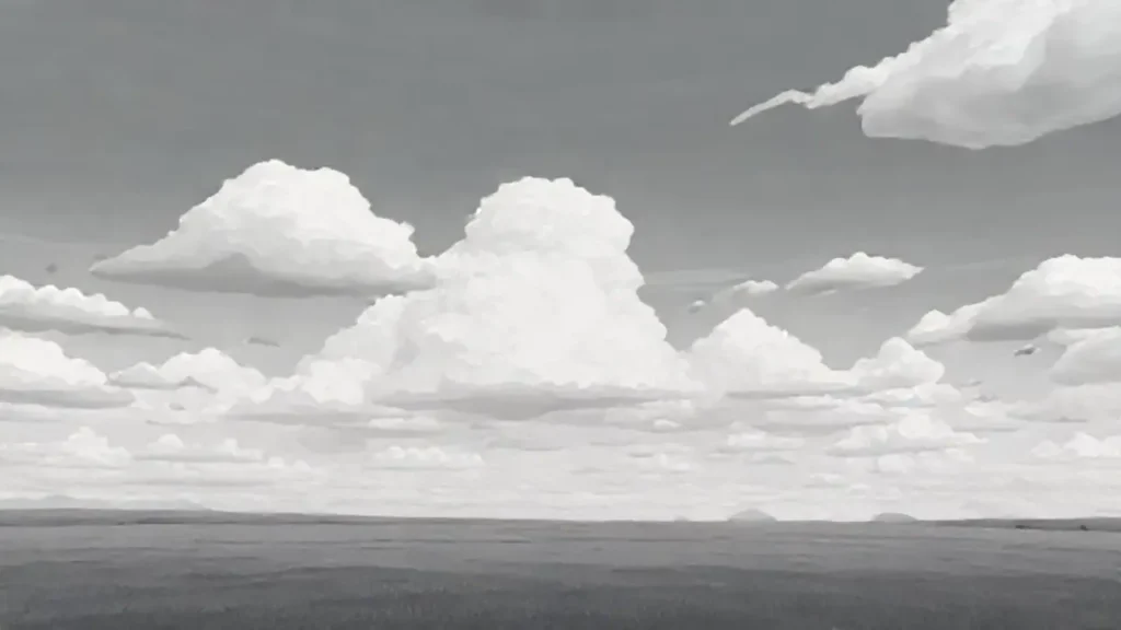 Cielo gris sobre campo vacío