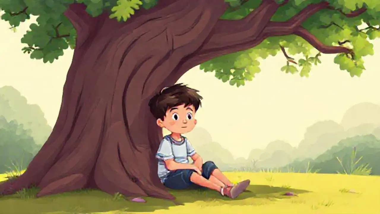 Niño bajo un árbol