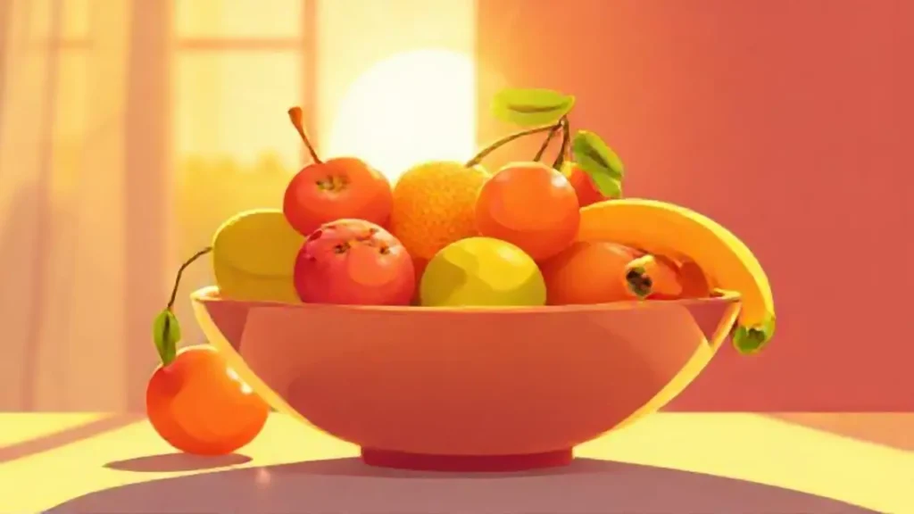 Sol dorado sobre fruta