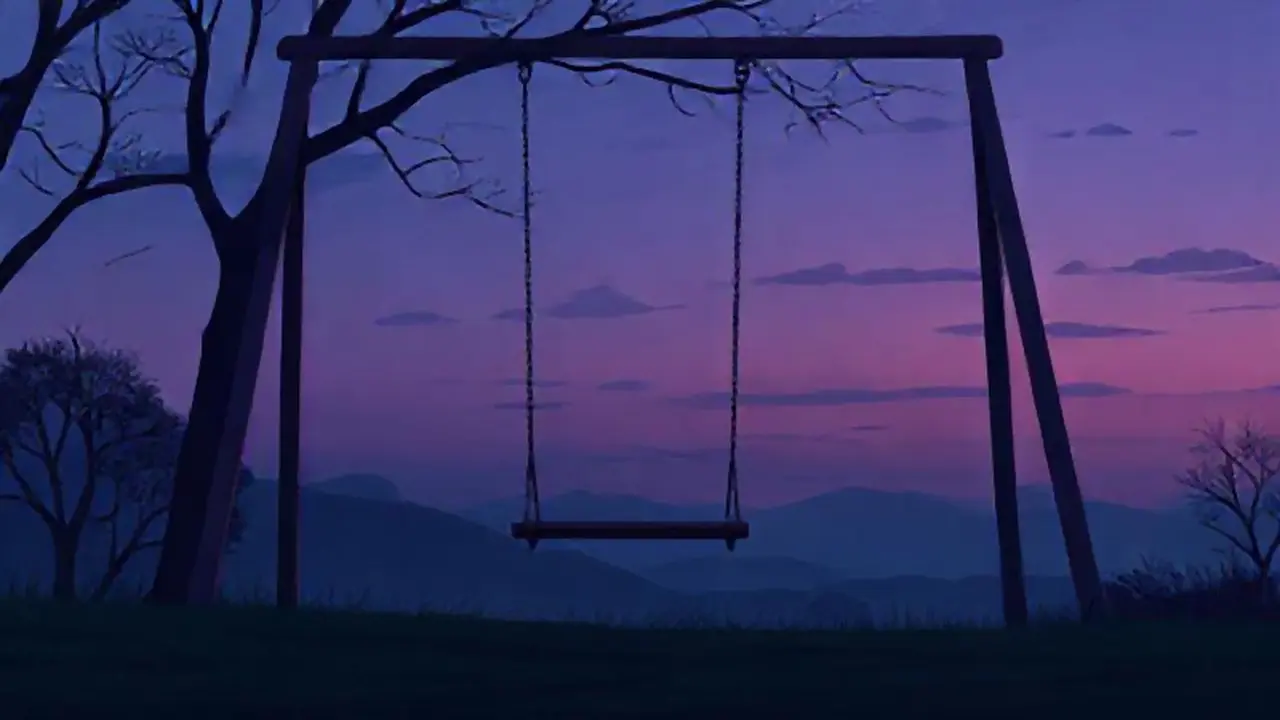 Columpio vacío al atardecer