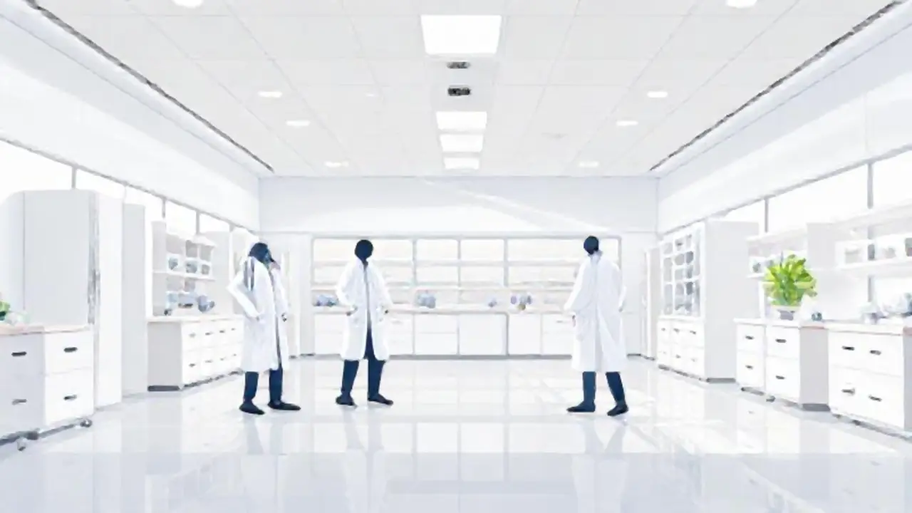 Un laboratorio blanco con batas blancas