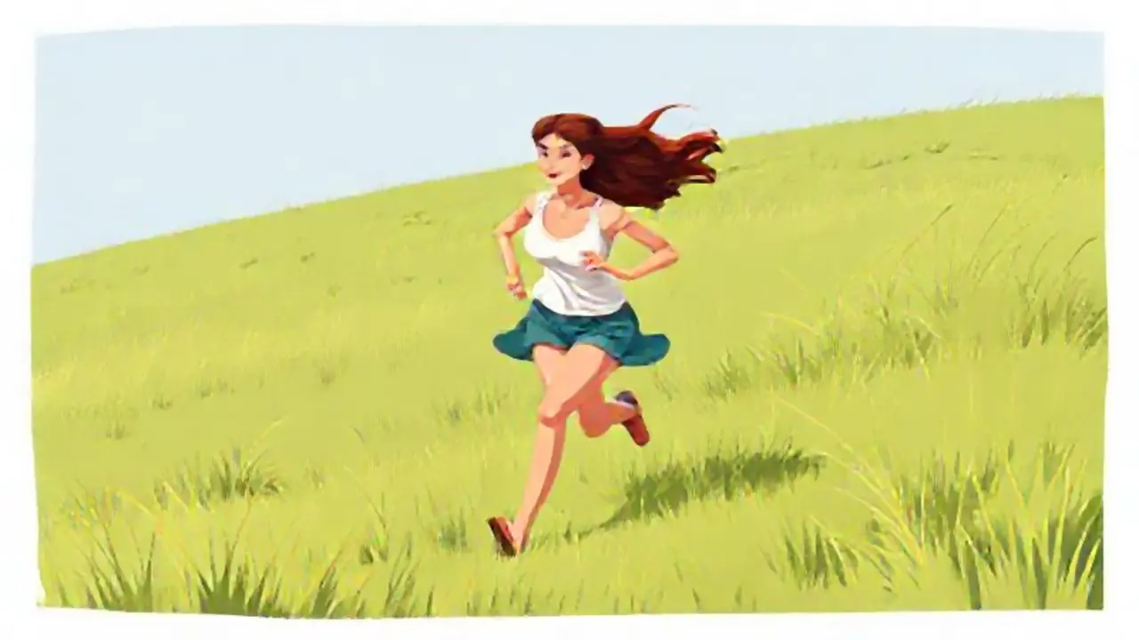 Mujer corre por el campo