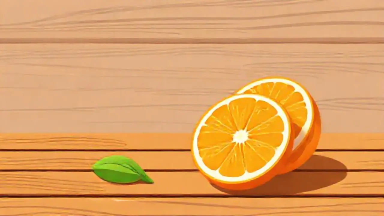 Rodajas de naranja sobre madera