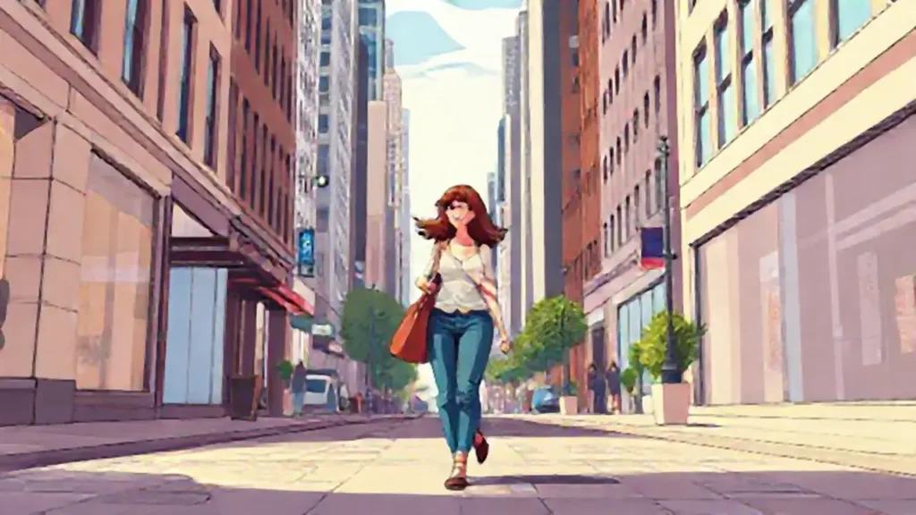 Mujer camina por la calle