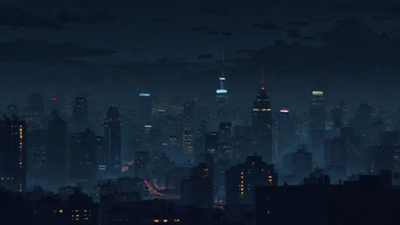 Ciudad oscura en la noche