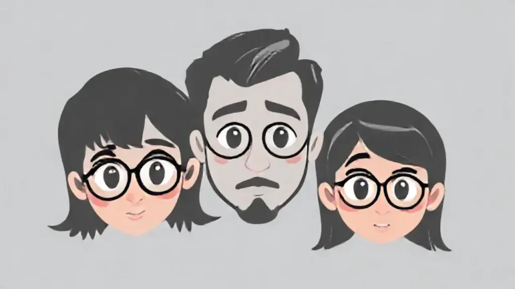 Rostros en una pantalla gris