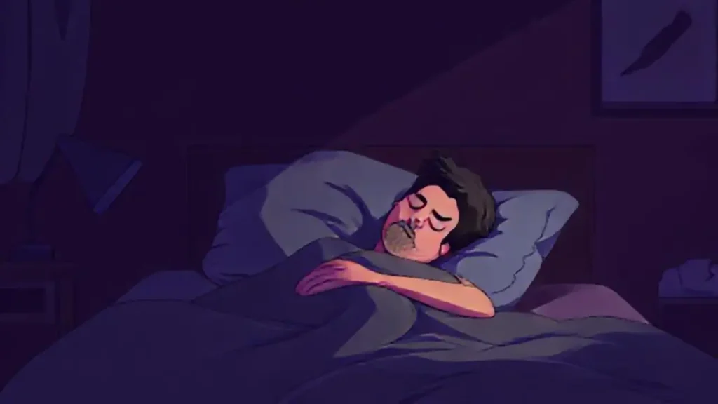 Hombre dormido en la oscuridad
