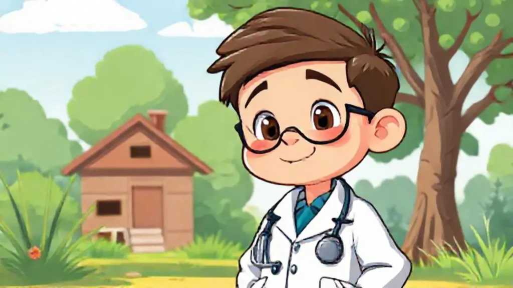 Niño médico al aire libre