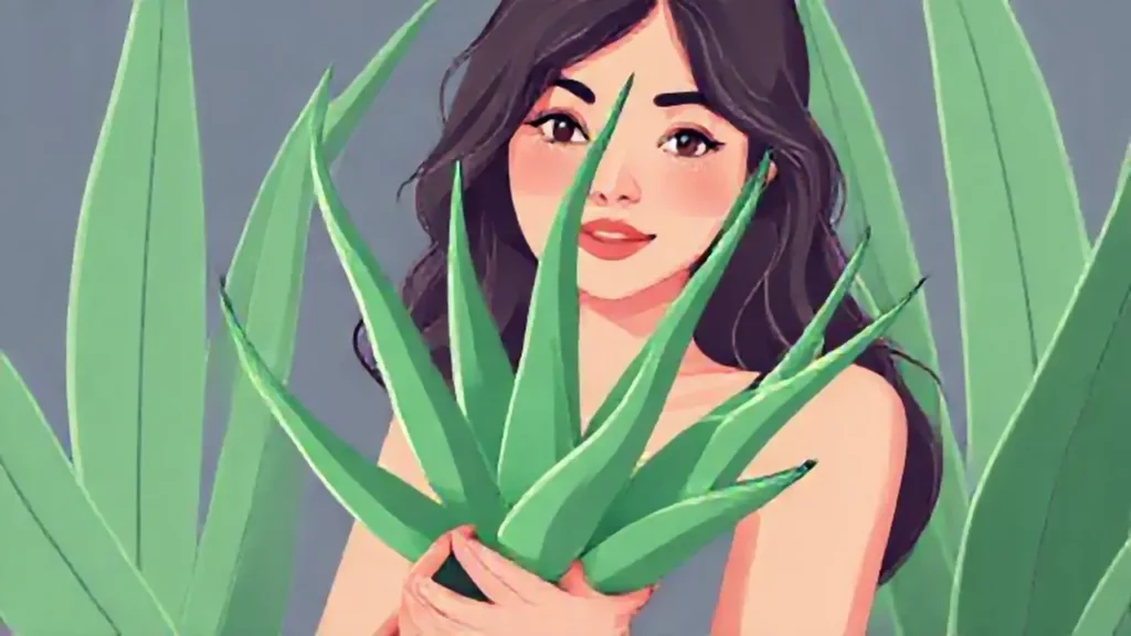 Mujer con una planta de aloe vera