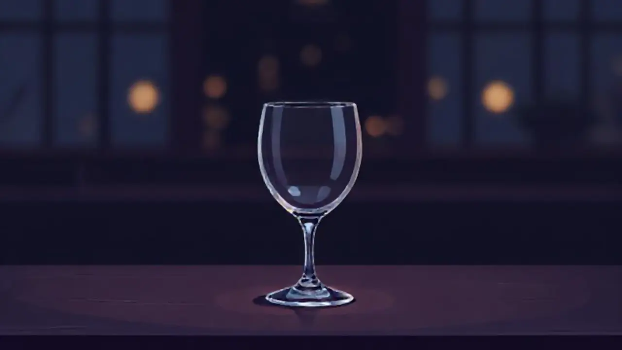 Vaso vacío sobre mesa oscura