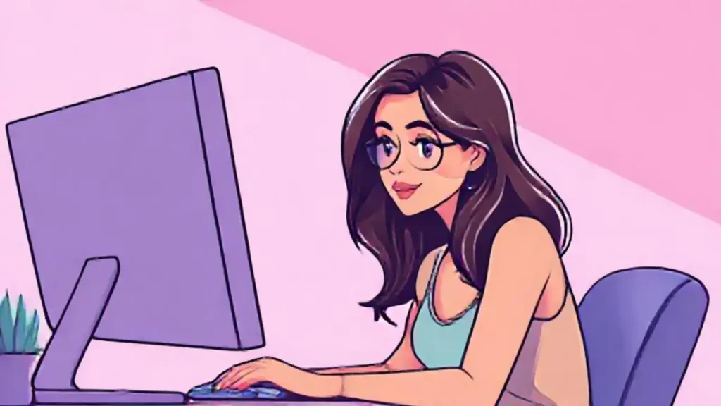 Mujer frente a la pantalla