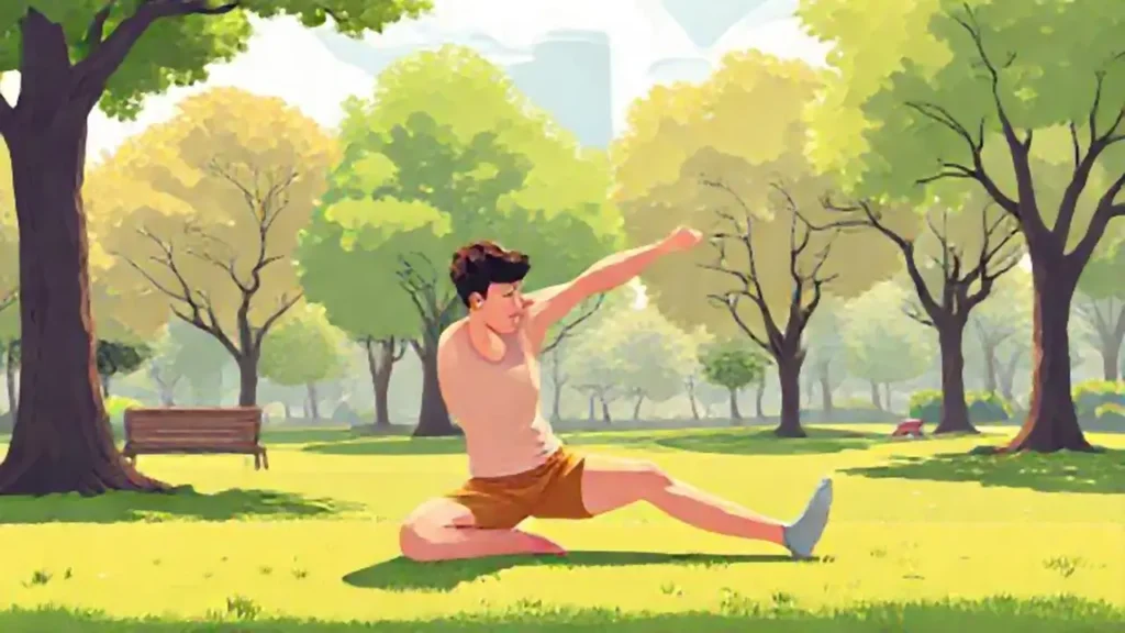 Hombre estirándose al sol
