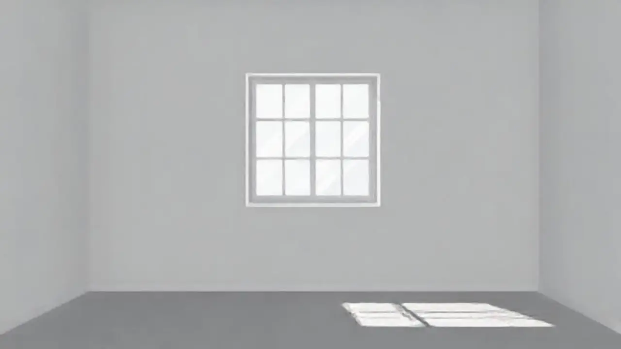 Habitación gris vacía con una ventana