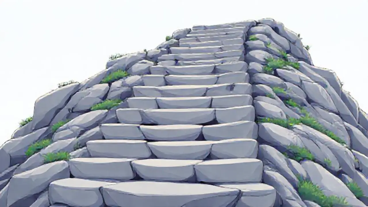 Escaleras de piedra grises ascendentes