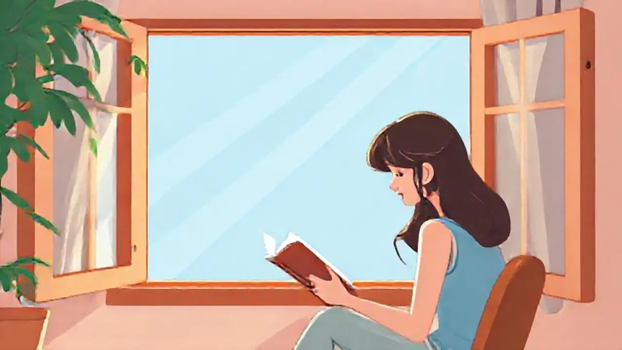 Mujer leyendo junto a la ventana