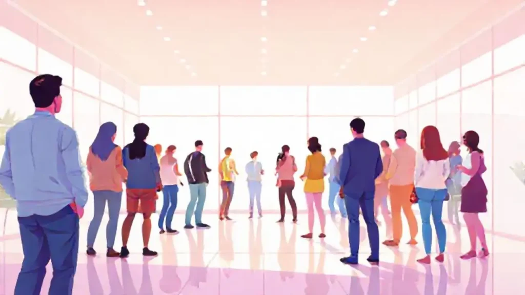Personas en un espacio luminoso