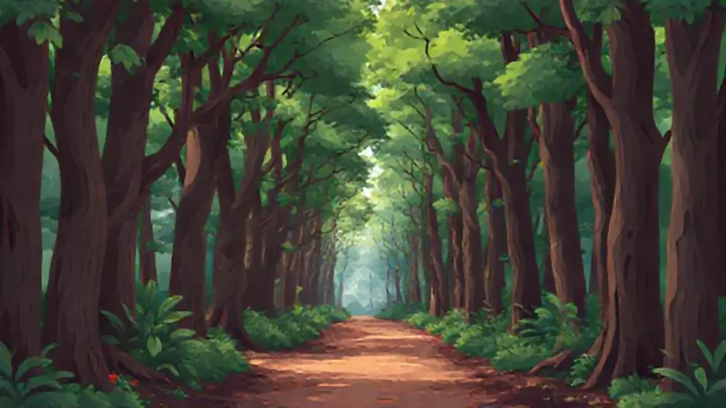 Sendero boscoso y alto
