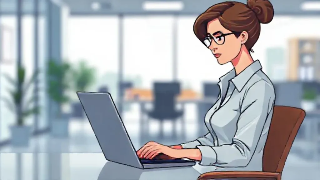Mujer trabaja en la computadora