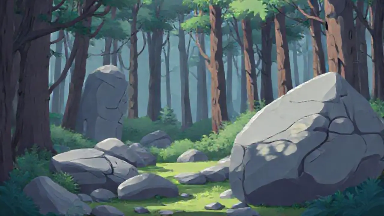 Piedras grises en el bosque