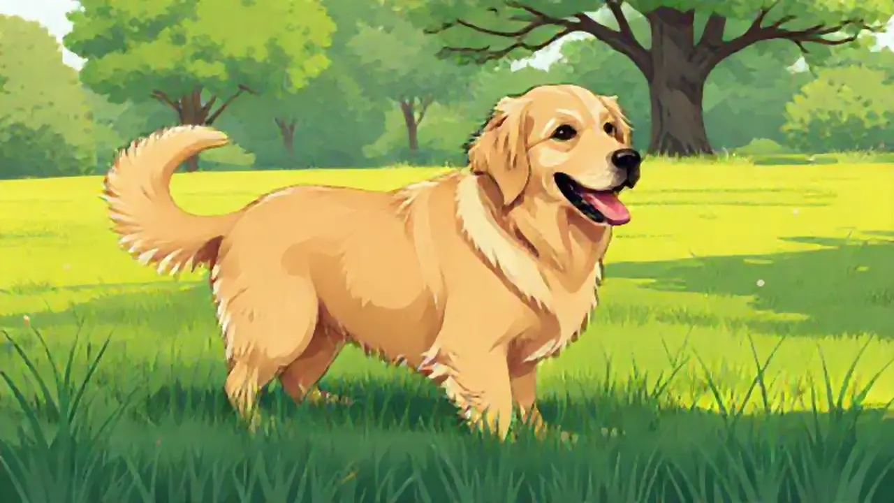 Perro dorado en un parque verde