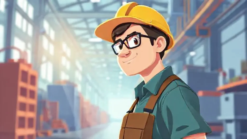 Trabajador en fábrica luminosa