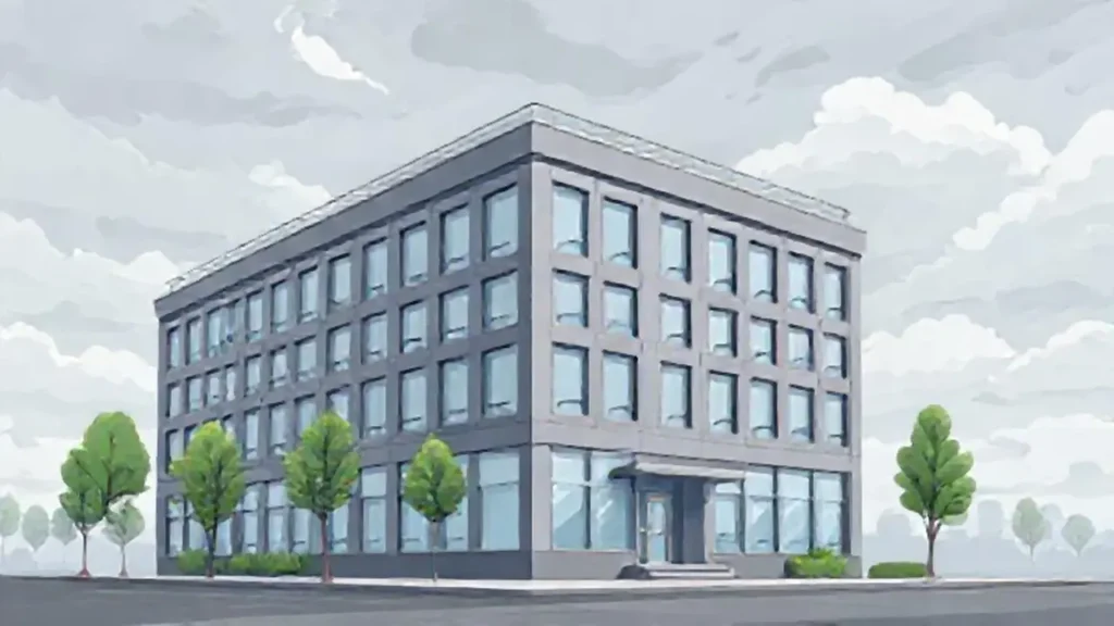 Edificio gris en día nublado