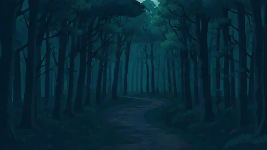 Camino oscuro serpentea hacia arriba