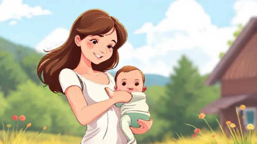 Mujer con bebé al aire libre