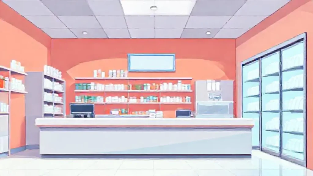 La mostrador de la farmacia está vacío