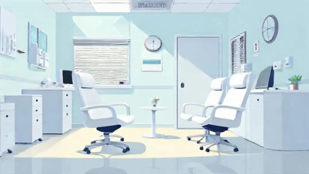 Sillas blancas en la consulta médica