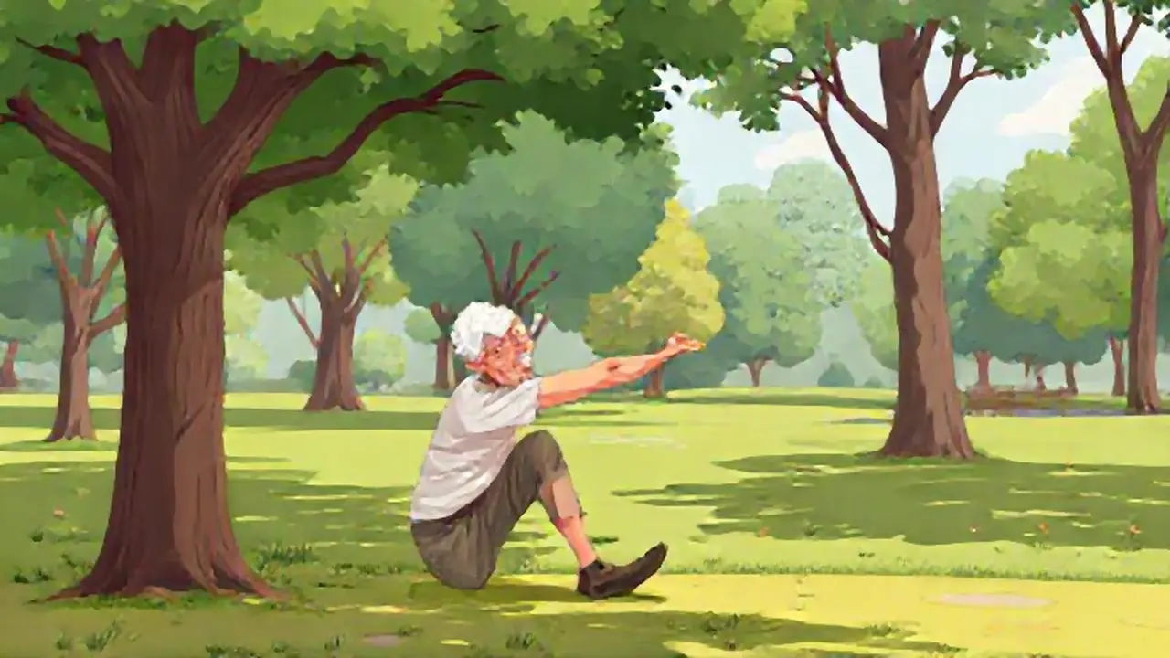 Hombre mayor estirándose en el parque