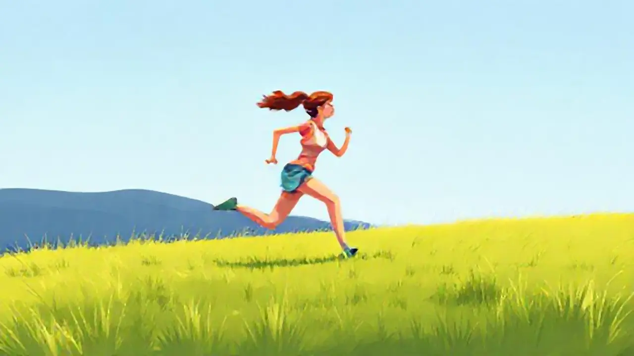 Mujer corriendo en el campo
