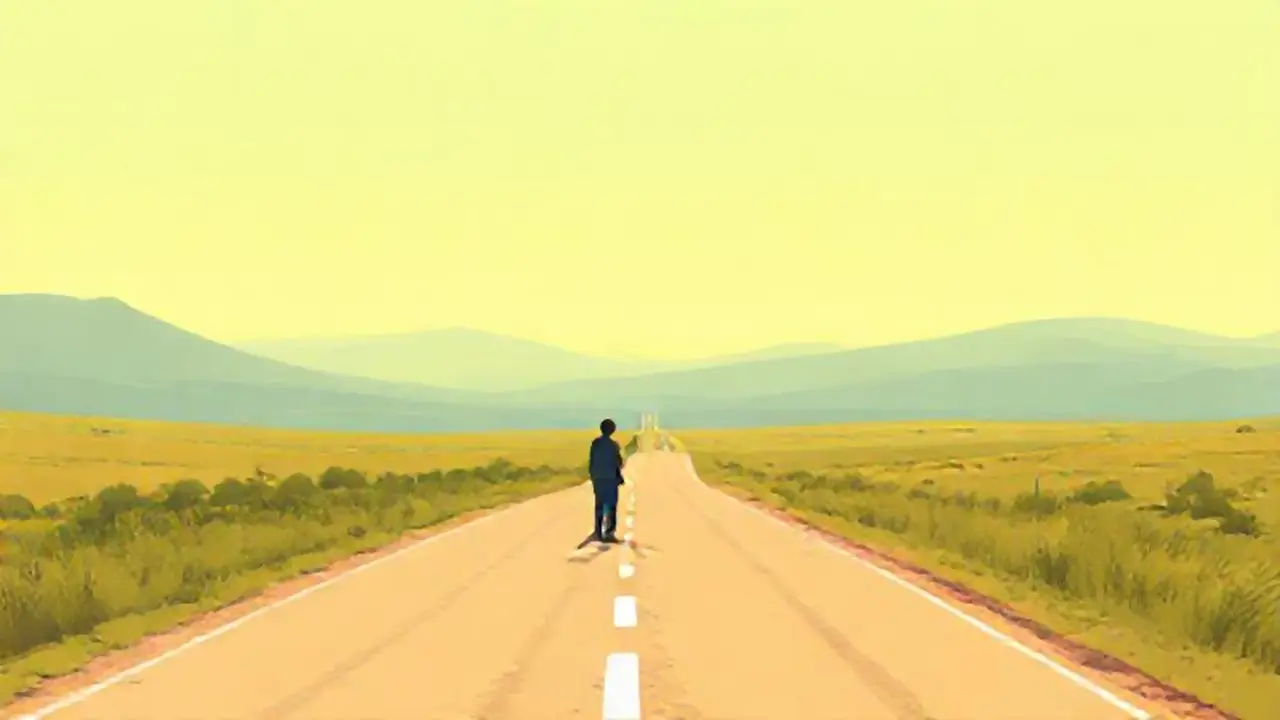 Un solitario en la carretera lejana