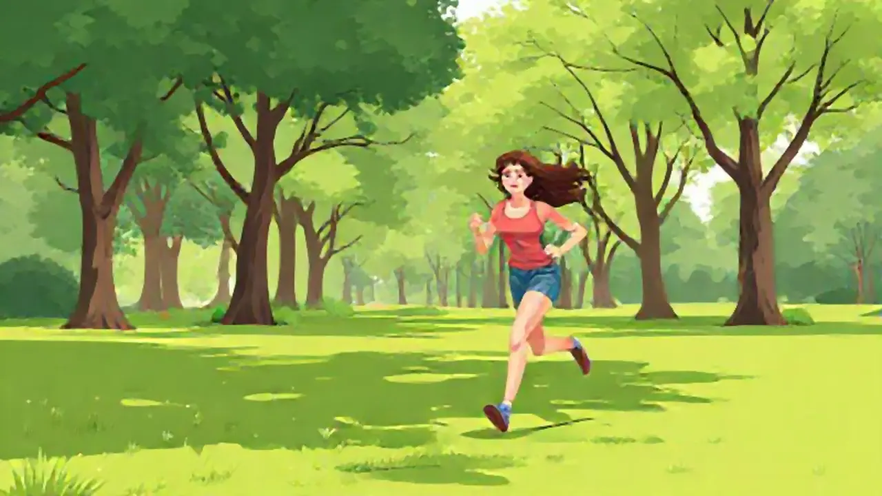 Mujer corre por el parque