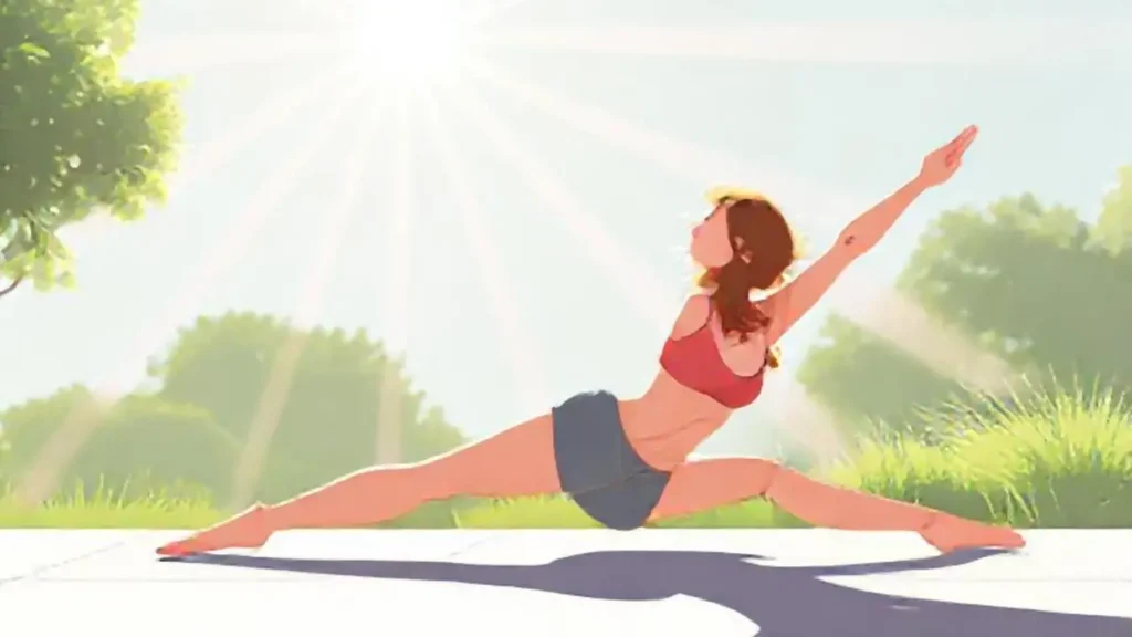 Mujer estirándose al sol