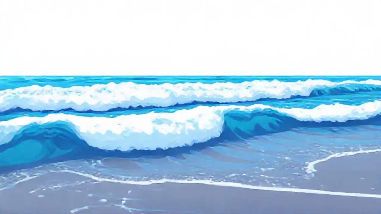 Olas azules besan la orilla