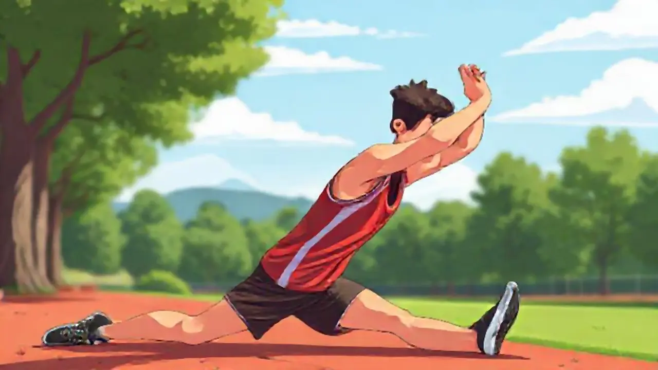 Atleta joven estirándose al aire libre