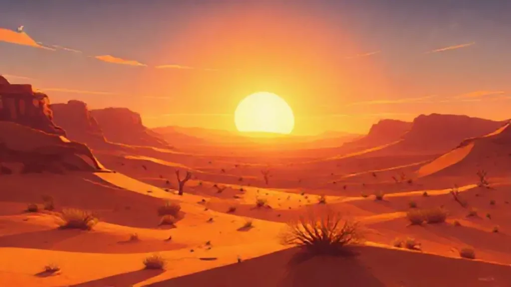Desierto brillante y sofocante