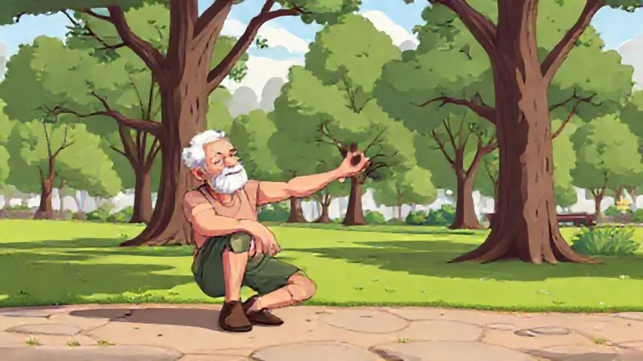 Un anciano se estiraba en el parque