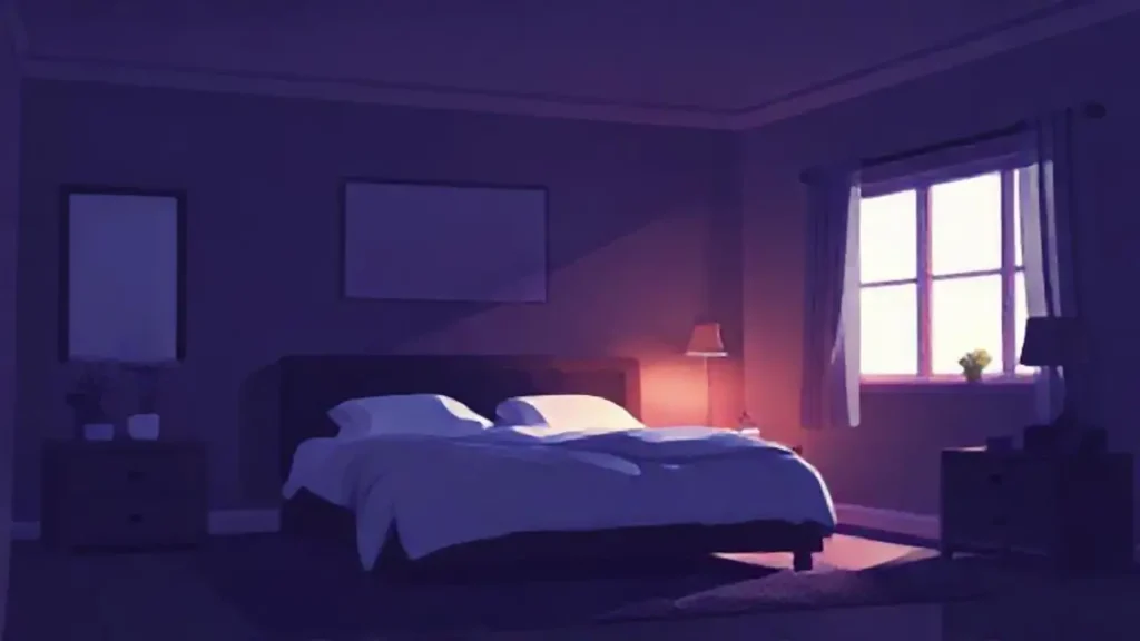Dormitorio oscuro con luz tenue