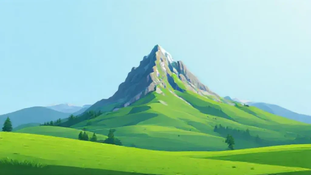 Pradera con montaña