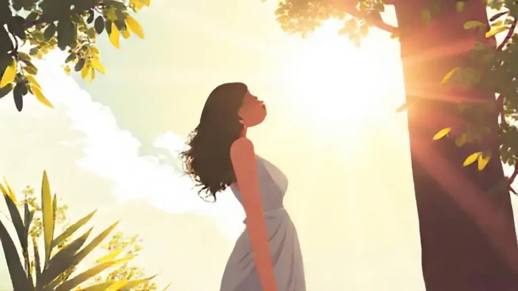 Mujer dorada por el sol