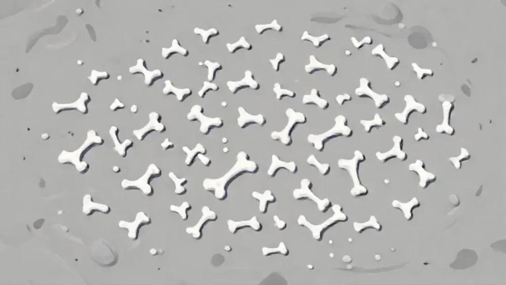 Huesos blancos sobre arena gris