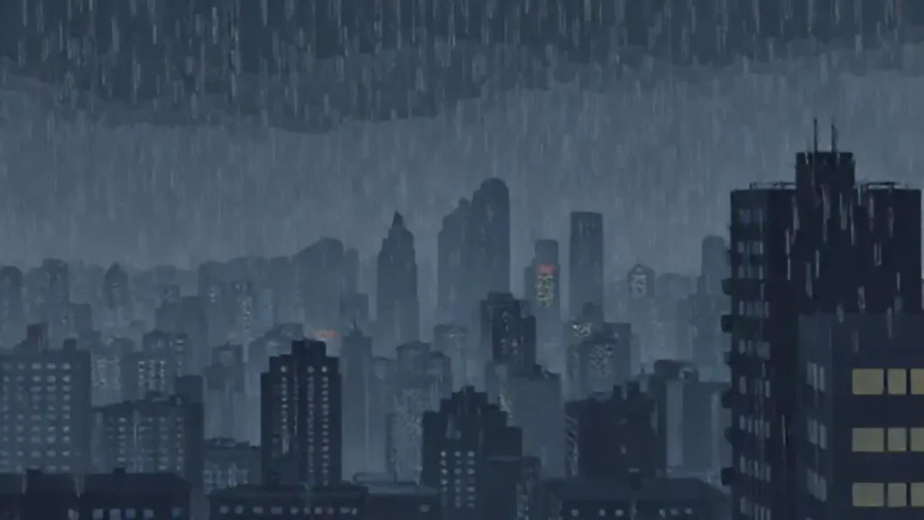 Lluvia oscura sobre la ciudad gris