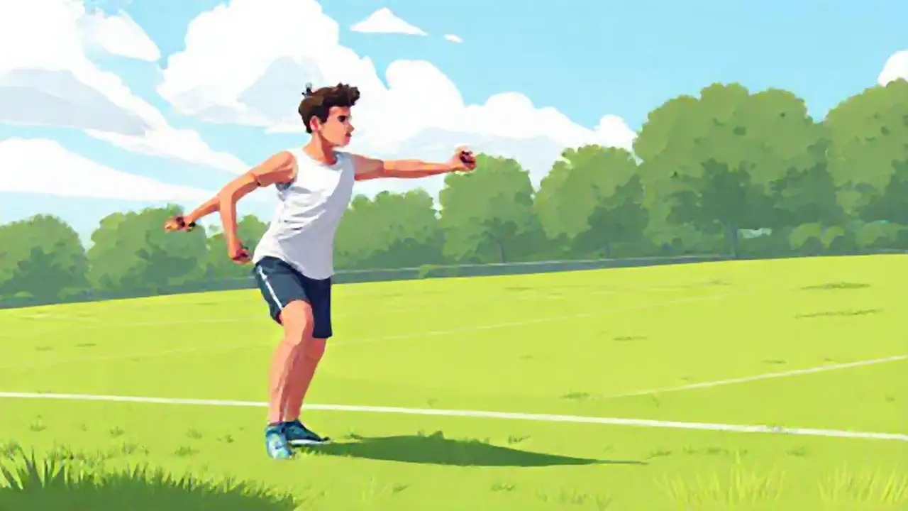 Atleta estira en el césped