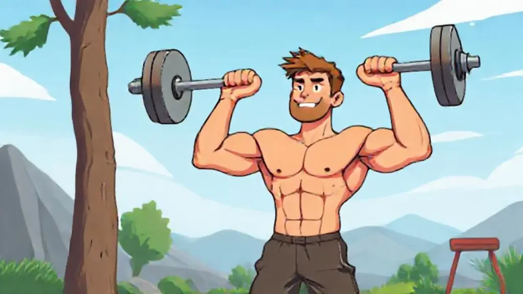 Hombre levantando pesas al aire libre