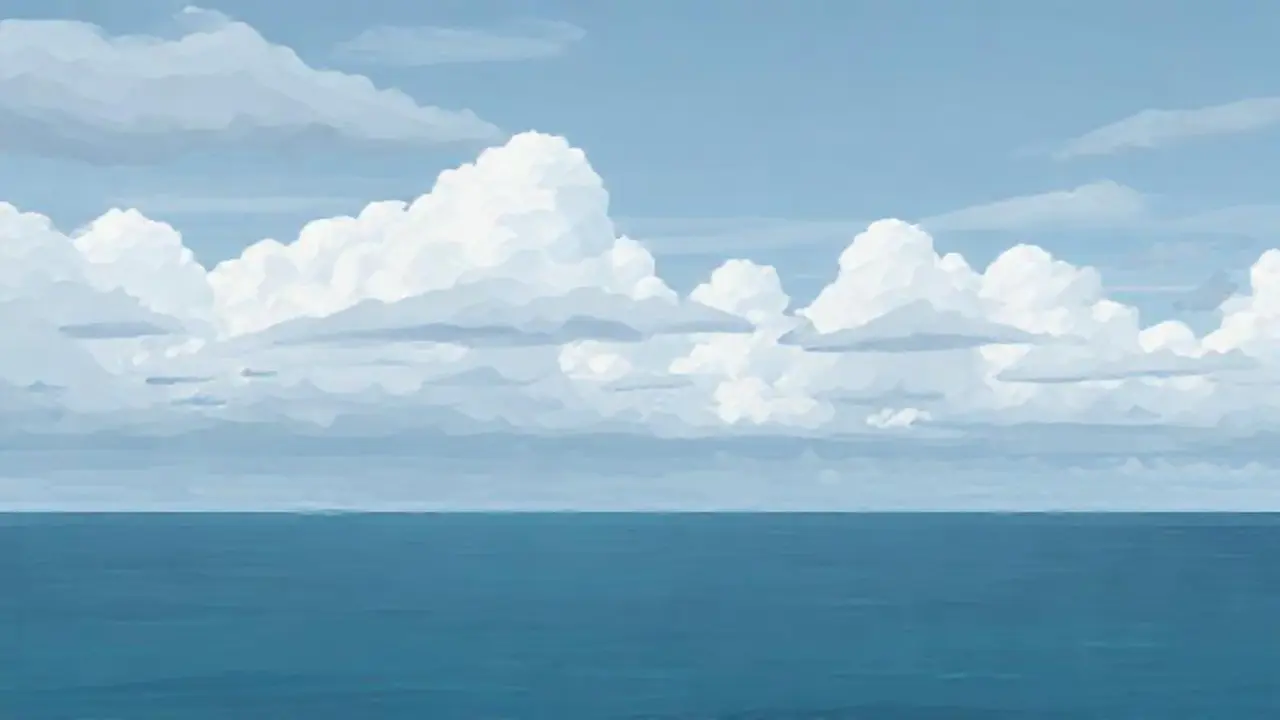 Nubes grises sobre el mar tranquilo