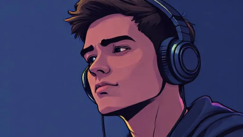 Auriculares oscuros en un joven